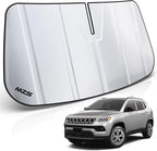 MZS Windshield Sun Shade Compatible with Compass 2017-2026, Foldable Car Front Window Sunshade with Storage Pouch, SUV Sun Visor Shield Accessories for Interior Protector