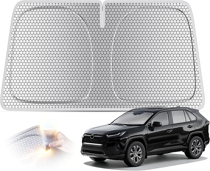 helloleiboo Graphene Car Windshield Sun Shade Car Sun Shade for Windshield with Heat Absorption Coating Foldable Design with UV Protection to Keep Your Car Interior Cooler Silver (Medium-59 × 30 in)