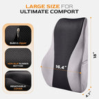 Extra Dense Lumbar Pillow with Double Adjustable Straps - Ergonomic Lumbar Support Pillow for Office Chair, Car, Couch Firm Back Support for Lower Back & Spine Pain Relief Memory Foam Cushion