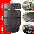 Helteko Car Seat Protector - 2 Pack Seat Mat for Under Child Booster Carseat, Seat Cover Protector from Waterproof & Stain Resistant Thickest Padding Material for Leather and Fabric Seats, Gray