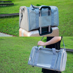 Soft Sided Carrier for Small Medium Cats Dogs,Removable Pad Collapsible Travel Pet Carrier Large Grey