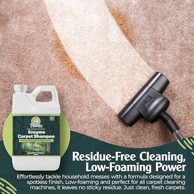 Sprinkle & Sweep Enzyme Carpet Cleaner - Enzyme Carpet Shampoo (32oz) - Carpet Cleaner Solution to Eliminate Tough Stains & Neutralize Odors - Removes Dog, Cat, All Pets Urine- Use with All Machines