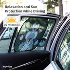 Car Sun Shades for Kids – 2-Pack Baby Window Shades with UV Protection – Cute Animal Design with Suction Cups – 17"x14" Sun Protection for Car Windows – by Inovida