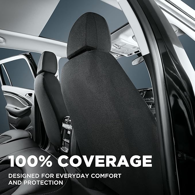 PIC AUTO Car Seat Covers, Premium Leather and Air Mesh Automotive Sports Seat Covers, Two Front Set, Airbag Compatible Universal Fits Most Cars, SUVs, Trucks and Vans (Black & Red)