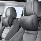 Car Headrest Pillow 100% Memory Foam, Breathable Removable Leather Cover, Premium Seat Support Head Neck Cushion for Driving Travel Home Office, Gray, 2 Pack