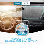 2 Dogs Driving Front Windshield Sun Shade - Accordion Folding Auto Sunshade for Car Truck SUV - Blocks UV Rays Sun Visor Protector - Keeps Your Vehicle Cool - 58 x 28 Inch