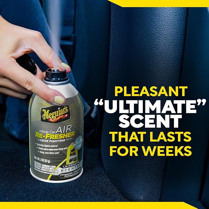 Meguiar’s Car Air Refresher Odor Fighting Mist,Ultimate, Long-Lasting Car Air Freshener Fights Strong and Unwanted Vehicle Smells while Refreshing Interiors with a Refreshing Scent, 2 oz Aerosol