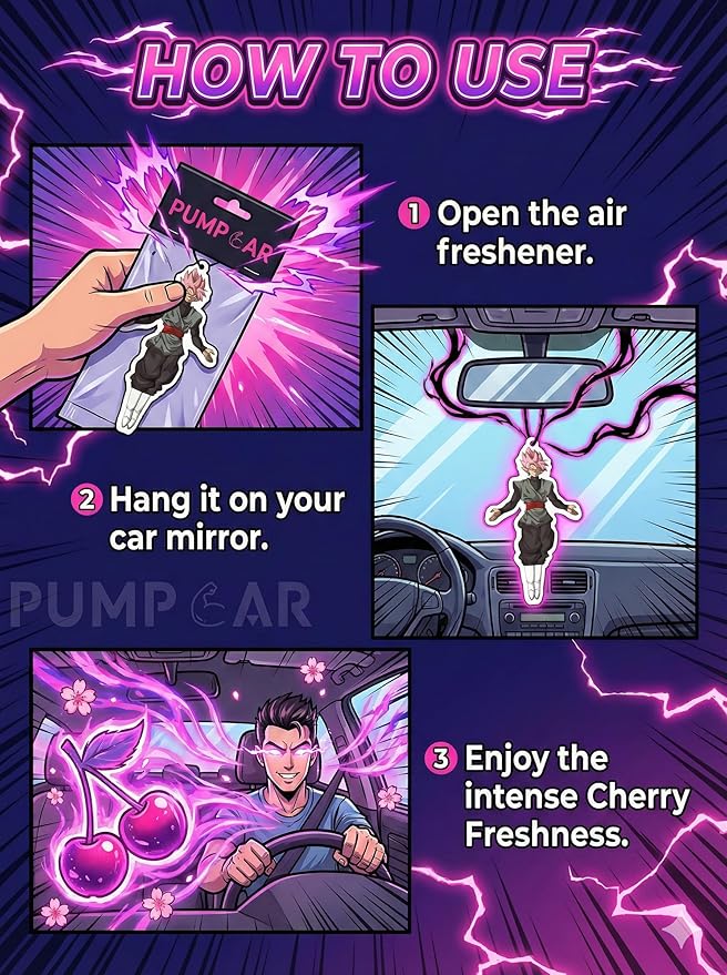 PumpCar car air freshener 2-piece double-sided goku black hanging cherry-scented for rearview mirror Car Interior Accessories Household Gifts