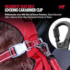Tuff Pupper Dog Seat Belt for Car Headrest | Adjustable Length Dog Car Harness Restraint | Heavy-Duty Aviation Aluminum Carabiner & Tactical Buckle | Universal Fit for Small, Medium & Large Dogs