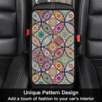 Geometric Mandala Universal Armrest Cover Pad, Car Center Console Cushion Pad, Protect from Pet Claws, Dirt, and Sticky Fingers, Comfortable Car Decor Accessories Fit for Most Cars, Vehicles, SUVs