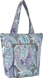 Sachi 3 Piece Market Tote Set Insulated Thermal Reusable Grocery Bags for Cold and Hot Foods Lightweight, Portable and Foldable Brown Damask Paisley