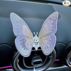 2 Pcs Embroidery Fragrance Butterfly Decoration, Butterfly Car Vent Clips, Embroidery Fragrance Butterfly Car Air Freshener Clip Charm Car Inter Decor Cute Car Accessories for Women Girls-Purple