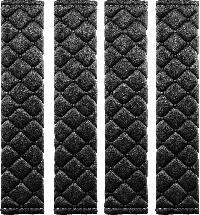 4 Pack Universal Car Seat Belt Pads, Adult Seat Belt Shoulder Strap Covers Harness Pad for Car/Bag,Soft Comfort Helps Protect You Neck Shoulder from The Seat Belt Rubbing（Black）