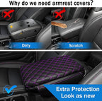 Center Console Cover for Jeep Wrangler JL 2018-2026 & Gladiator JT 2020-2026 1.2in Thickness Armrest Cover Leather Arm Rest Lid Protector Cushion Pad with Stroage Pockets Interior Accessories (Purple)