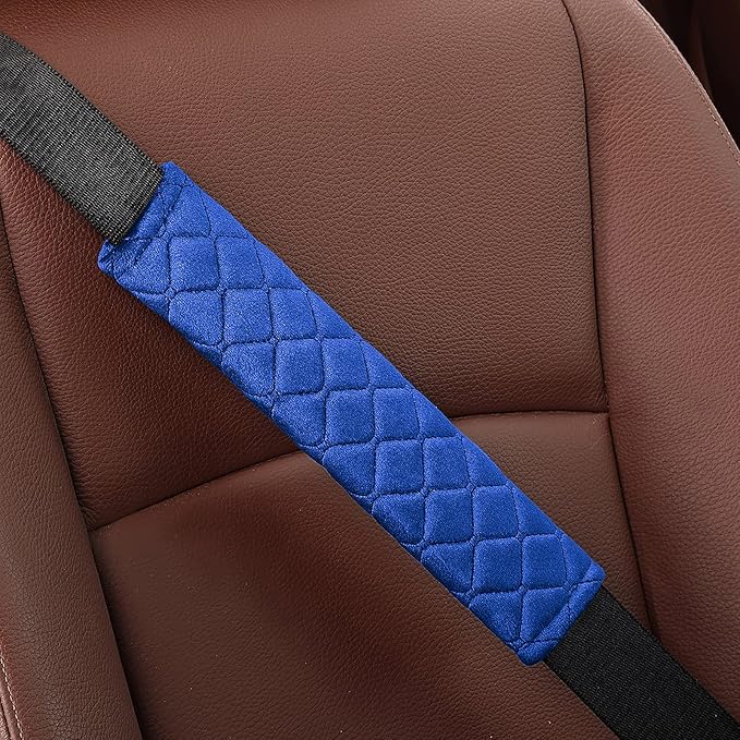 4 Pack Universal Car Seat Belt Pads, Adult Seat Belt Shoulder Strap Covers Harness Pad for Car/Bag,Soft Comfort Helps Protect You Neck Shoulder from The Seat Belt Rubbing (4pack-Blue)