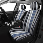 Pariitadin Baja Saddle Blanket Car Seat Covers Front Set with Seat Belt Pads, Washable Breathable Striped Woven Cloth Seat Covers for Cars, Universal Fit Most Cars, Airbag Compatible, Blue