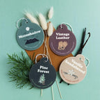 Happy Wax Earthy Mix Car Charms 4-Pack - Includes: Moonshadow, Pine Forest, Vanilla Sandalwood and Vintage Leather