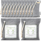 CLEVAST 14 Pack Activated Bamboo Charcoal Air Purifying Bags(2x200g, 12x50g), Natural Fresh Odor Absorber, Deodorizer and Moisture Eliminator, Air Purifier Bags for Home