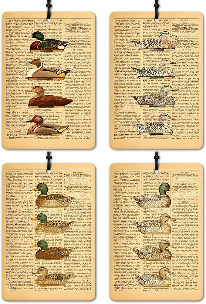Vintage Mallard Duck Car Air Freshener 4 Pcs, Rustic Farmhouse Farm Animal Air Freshener Hanging for Cars Books Closet Drawer, Mallard Duck Lover Gifts Car Accessories for Women Men（02）