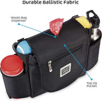 Mobile Dog Gear, Car Seat Back Organizer Travel Bag, Includes Built-in Waste Bag Dispenser and 1 Bag Roll, Black, Meets Airline Requirements