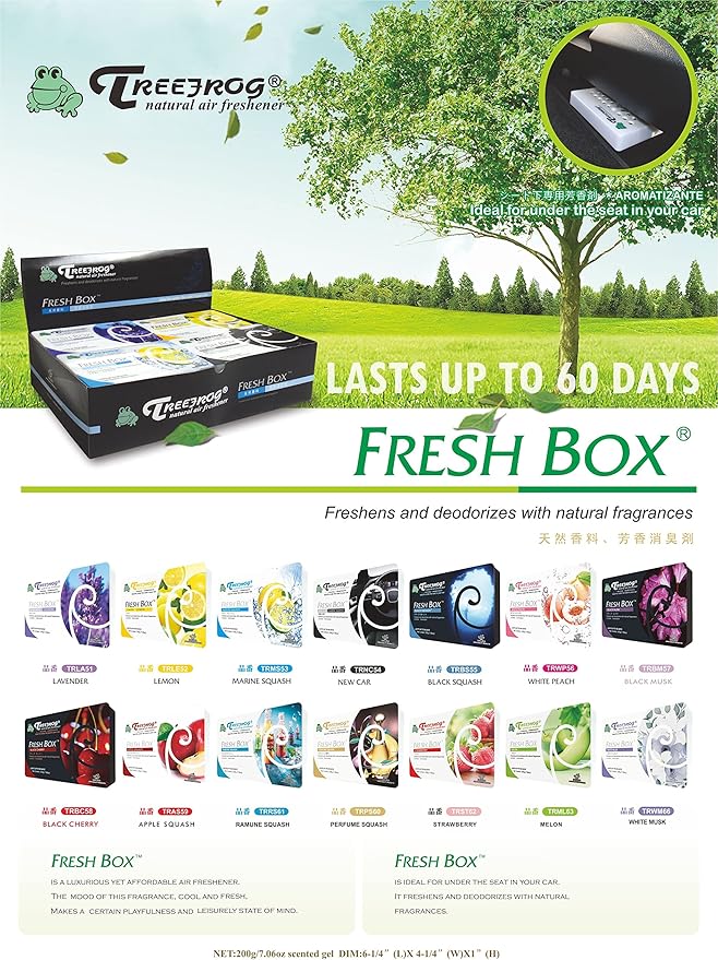 Tree frog Fresh Box White Musk 4-pack Treefrog Air Freshener, Large Pack and Long Lasting JDM Car Freshener