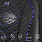 CAR PASS 3D Foam Mesh Leather Car Seat Covers Front Seats, Breathable Front Seat Cover for Cars, Comfortable Universal Fit for SUV Truck Sedan Automotive Anti-Slip Airbag Compatible, Black and Blue