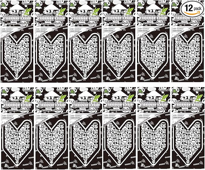 Wakaba Young Leaf YLLS59 JDM Tree frog 12 packs Lemon Squash Scents Air Freshener, Black Panda