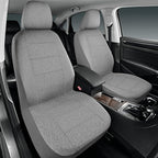 Road Comforts Full Set Car Seat Covers Front Rear Seat Cover Low Back, Flax Seat Protector, Airbag Compatible, Universal Fits for Most Cars, Truck, SUV, Vans Gray