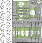 16 Pack Bamboo Charcoal Air Purifying Bag, Activated Charcoal Bags Odor Absorber, Moisture Absorber, Natural Car Air Freshener, Shoe Deodorizer, Odor Eliminators For Home, Pet, Closet (16x50g)
