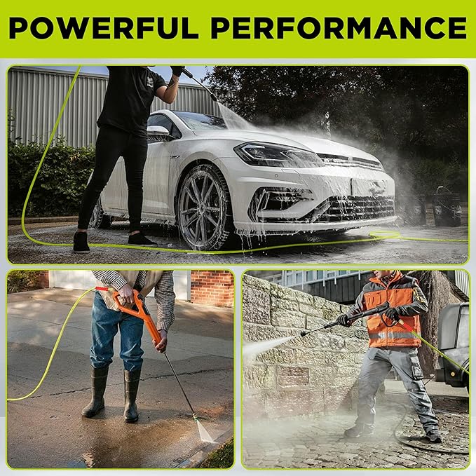 M MINGLE Pressure Washer Hose 50 FT x 3/8" - Replacement Power Wash Hose for Hot and Cold Water - High Pressure Hose with M22 14mm to 3/8 Inch Quick Connect Fittings - 4000PSI