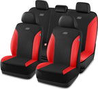 Skechers Car Seat Covers, Work Leather Seat Covers 5-Times Stronger Built-in Webbing, Oxford Fabric Seat Cover Full Sets, Airbag Compatible, Automotive Comfort for Cars, Trucks, SUVs,Red