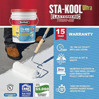 Gardner-Gibson Sta-Kool 15-Year Turbo-Dri Elastomeric Roof Coating, White, 5 Gal., Flexible White Acrylic Roof Coating, Reflective Finish Keeps Cool, Great for RV