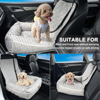 Dog Car Seat for Small and Medium Dogs, Booster Seat Sofa Pet Bed, Portable Car Travel Carrier Bed (Stripes,M)