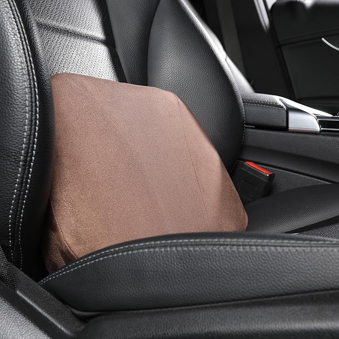 Lumbar Support Pillow,Back Pain Relief Cushion,fits tightly around the waist,Memory Foam,Skin-friendly Suede Fabric,fit Car Drive,Office chair,Rest seat,Improve Posture,Portable,15.5''Lx 8.7''H