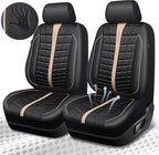 CAR PASS 3D Air Mesh Seat Covers for Car, Leather Car Seat Cover Front Seats, Breathable Foam Premium Leather Mesh Front Seat Covers Universal Fit for Cars Sedans Trucks Vans SUVs, Black Beige