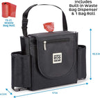 Mobile Dog Gear, Car Seat Back Organizer Travel Bag, Includes Built-in Waste Bag Dispenser and 1 Bag Roll, Black, Meets Airline Requirements