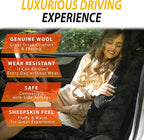 ZONETECH Sheepskin Seat Covers Fuzzy Car Seat Covers Black Australian Merino Wool Fluffy Fur Auto Accessories All Season Protection for Your Seats Universal Fits Most Car SUV Airbag Compatible