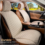 IVICY Faux Linen Front Car Seat Cover – Durable, Non-Slip Seat Protector for Cars – 1 Unit, Light Beige