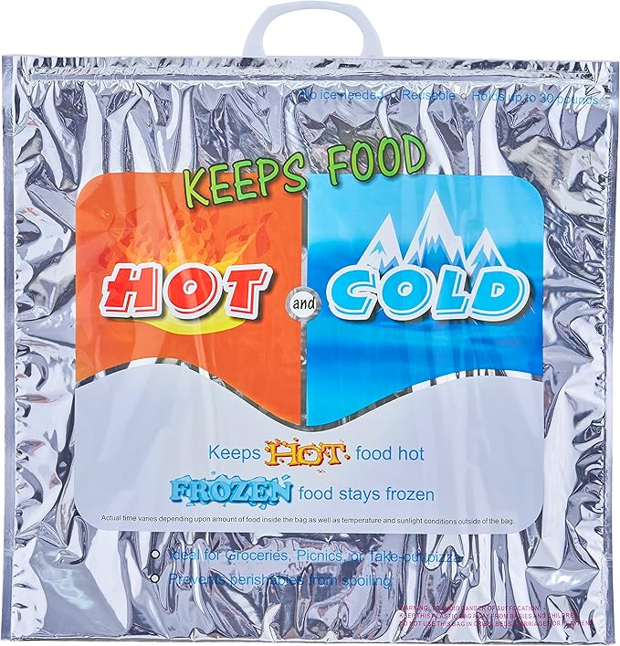 Superio Hot & Cold Insulated Bags for Food Delivery & Grocery Shopping - Reinforced Thermal Lunch Bag (3, 20"x19")