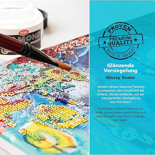 Viva Decor - Diamond Painting Sealant 8.45 fl oz for Lasting Hold and Glitter Effect, Transparent & Quick-Drying, Highly Efficient, Ideal as Diamond Painting Accessory