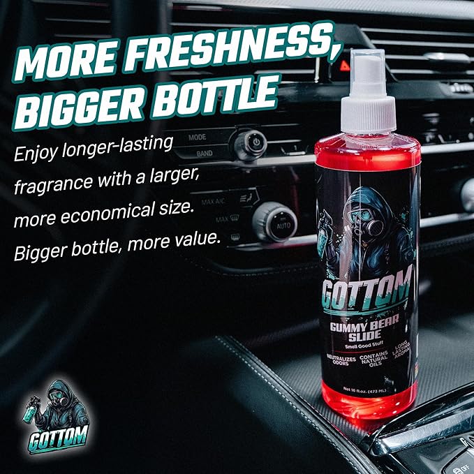 Gottom Air Freshener Spray - Long Lasting Odor Eliminator - 16 oz (Gummy Bear Slide) - Car Scent, Auto Odor Remover, Fresh Fragrance, Air Freshener for Trucks, SUVs, RVs & more