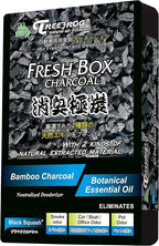 Treefrog Xtreme Fresh Box Charcoal Black Squash Scent 6-Pack Car Air Freshener, Captures, Eliminates Odors, Purifies and Freshens Air, Black, Bamboo Charcoal, 200g.