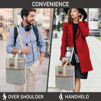 opux 6 Bottle Carrier Tote | Insulated Padded Wine Cooler Bag for Travel. Picnic, BYOB | Portable Leakproof Wine Tote Bag for Dinner, Party, Christmas, Wine Gift for Women, Men (Stripe Navy)