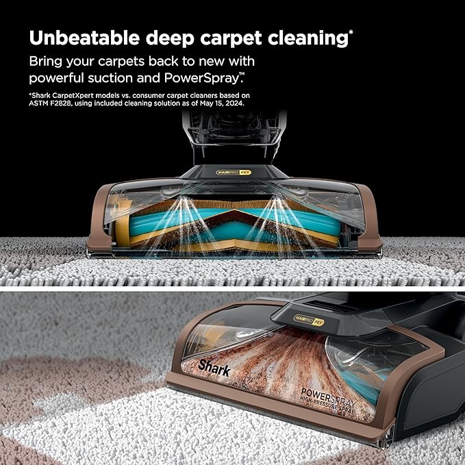 Shark CarpetXpert HairPro | Upright Carpet, Area Rug & Upholstery Cleaner | StainStriker Handheld Tough Stain Remover & Onboard Self Clean | Pet Hair Pickup & Odor Removal | 4 Tools | Copper | EX301