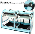 Mispace Portable 2 Pet Carriers for Cats Collapsible Cat Condo for Car Travel Pet Kennel Show Cages with Portable Carry Bag Hammocks Mats and Litter Box