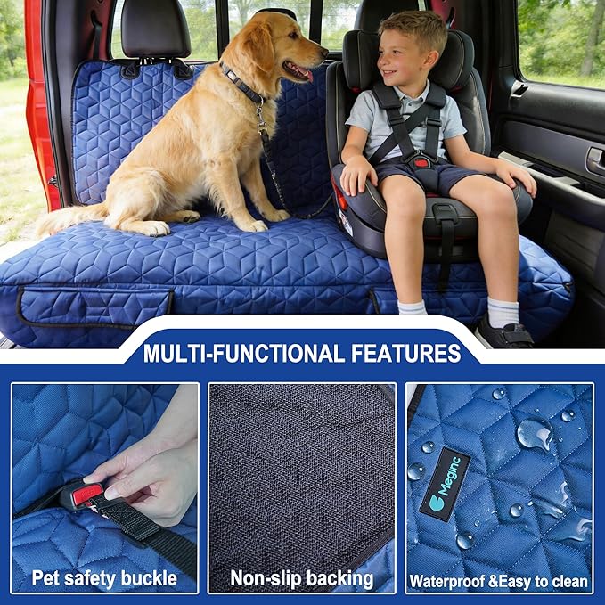 Dog Car Seat Covers for Back Seat, Heavy Duty Pet Bench Seat Covers for Trucks Waterproof Protector Back Seat Nonslip Dogs Car Seat Covers for Crew Cab/Ford F-Series/Ram 1500/Sierra/Silverado