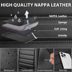 CAR PASS Nappa Leather Car Seat Covers Full Set, Luxury Seat Protector for Cars, Waterproof Anti-Slip Car Seat Cushion Armrest Compatible Airbag Universal for Sedan SUV Pick-up Truck Automotive, Black