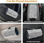 Accmor Bling Sunglasses Holder for Car Sun Visor, Sparkling Eyeglasses Car Visor Clip Storage Glasses Organizer Case, PU Leather Auto Sunglass Holder Protective Box for Truck, SUV, RV (White)