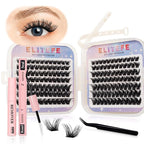 Lash Extension Kit DIY Lash Clusters Kit Eyelash Extensions Individual Lashes Extensions with (BondSeal,Tweezers,Remover,168PcsDesert Rose,8-16)