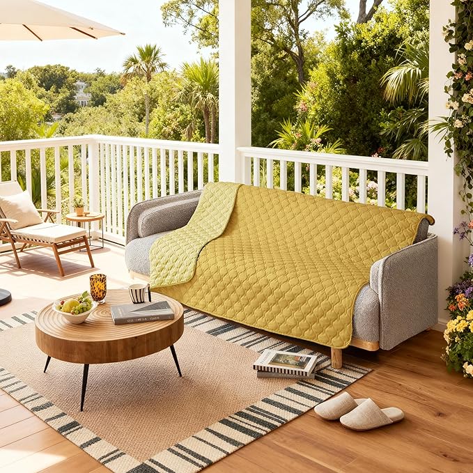 gogobunny 100% Double-Sided Waterproof Dog Bed Cover Pet Blanket Sofa Couch Furniture Protector for Puppy Large Dog Cat, Reversible (52x82 Inch (Pack of 1), Dark Yellow/Light Yellow)
